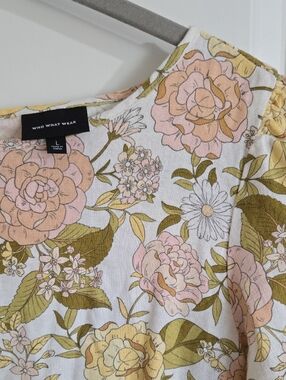 Who What Wear Floral Midi Dress in White, Pink, Yellow, Olive